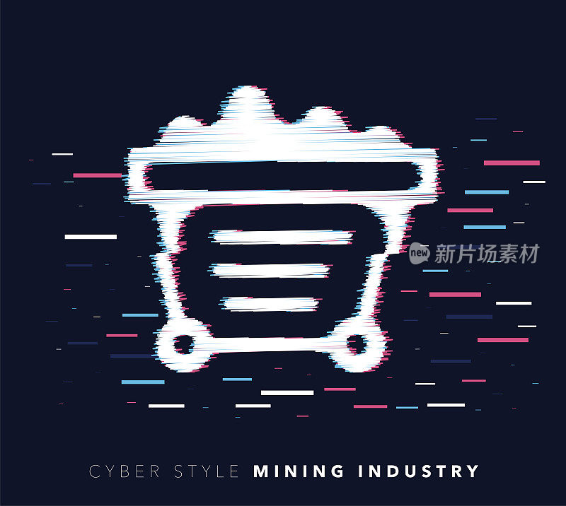 Mining Industry Glitch Effect Vector Icon Illustration